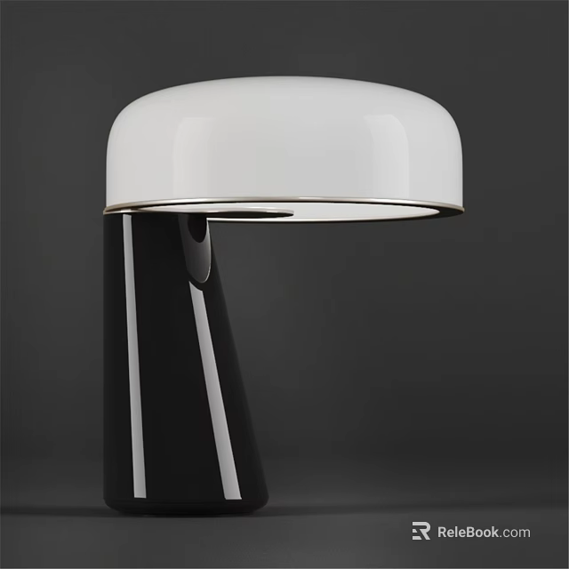 Sleek Modern Table Lamp With White Lampshade And Black Base Structure 3d model 