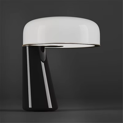 Sleek Modern Table Lamp With White Lampshade And Black Base Structure 3d model