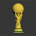 Golden Globe Shaped Trophy With Green Base And Metallic Finish Design