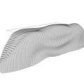 Modern Reception Desk With White Wavy Stripes Design And Glass Top Surface