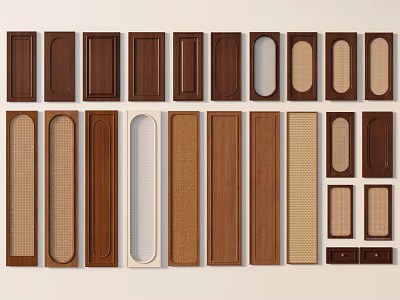 Diverse Wooden Door Panels With Various Designs Textured Surfaces And Shapes 3d model