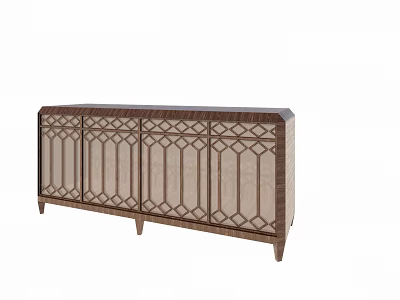 Elegant Modern Entryway Side Cabinet With Wooden Lattice Door Design And Storage Functionality 3d model