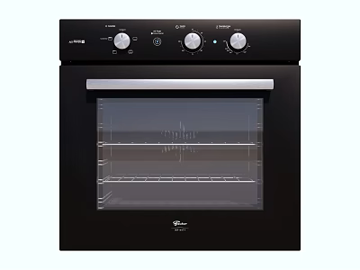 Modern Black Kitchen Oven Appliance With Glass Door And Control Knobs 3d model
