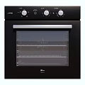 Modern Black Kitchen Oven Appliance With Glass Door And Control Knobs