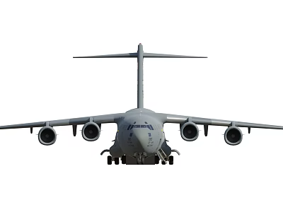 C17 Transport Aircraft Front View Featuring Four Engines Tail Section And Landing Gear 3d model