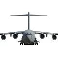C17 Transport Aircraft Front View Featuring Four Engines Tail Section And Landing Gear