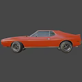 Classic Orange Two Door Muscle Car With White Stripe And Black Wheels Design