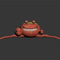 Cheerful Red Crab Wearing Yellow Hat With Smiling Face In Cartoon 3D Style