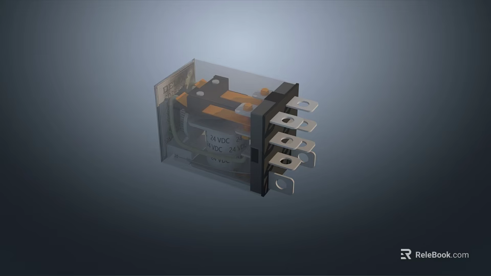 Transparent Case Electrical Relay With Multiple Pins 12VDC Coil And Internal Contacts 3d model 