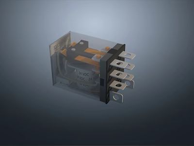 Transparent Case Electrical Relay With Multiple Pins 12VDC Coil And Internal Contacts 3d model