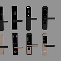 Modern Door Handles with Various Designs in Black and Beige Including Keypad Styles