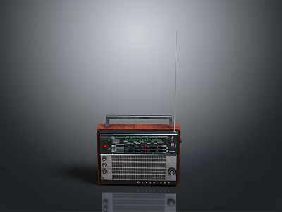 Vintage Brown Computer Radio Speaker With Tuner Knobs Dial And Antenna 3d model
