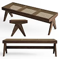 Modern Wooden Rattan Stool And Bench With Minimalist Home Interior Design