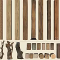 Various Decorative Wooden Columns With Different Natural Wood Textures And Styles