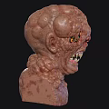 Grotesque Monster Creature With Multiple Eyes Sharp Teeth And Bulbous Skin Texture 3d model
