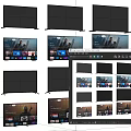 Multiple Smart Television Screens Showing Streaming Apps Content And Interfaces 3d model