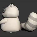 Cute White Cartoon Raccoon Figure With Big Eyes And Fluffy Tail