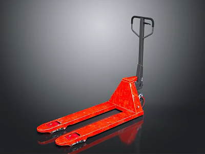 Red Manual Pallet Jack With Steel Forks And Ergonomic Handle For Industrial Use 3d model