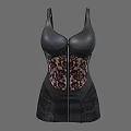 Women's Black Sleeveless Shapewear Corset With Lace Design And Front Zipper