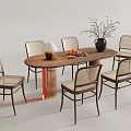 Middle style dining table and chair combination 3d model