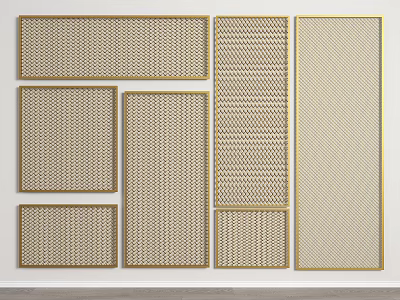 Decorative Fence Panels With Gold Trim And Geometric Patterns In Various Sizes 3d model
