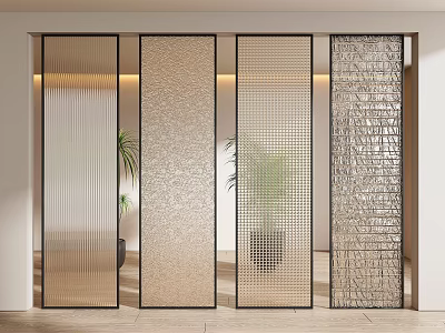 Modern Interior Room Dividers With Textured Glass Patterns For Home Decoration 3d model