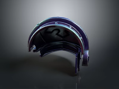 Shiny Dark Purple Metallic Curved Machinery Component With Bolted Structure Details 3d model