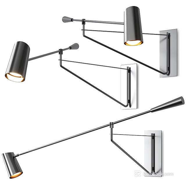 Modern Adjustable Metal Wall Lamp with Swing Arm for Interior Home Lighting 3d model 
