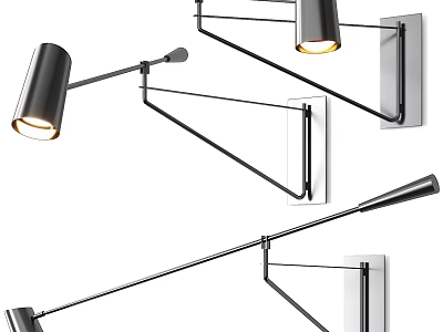 Modern Adjustable Metal Wall Lamp with Swing Arm for Interior Home Lighting 3d model
