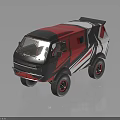 Modern Off Road Truck With Red Black White Geometric Design And Large Wheels