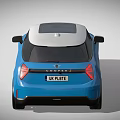 Stylish Blue Compact Car With White Roof Modern Design And Black Wheels