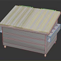 Green Industrial Storage Container With Rusty Exterior And Metal Roof On Wheels