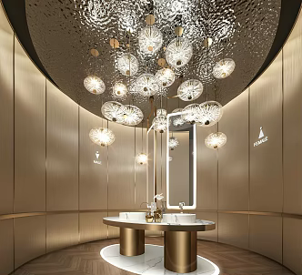 Light Luxury Chandelion Dandelion Round Chandelier 3d model
