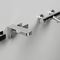 Sleek Modern Chrome Wall Mounted Faucets In Bathroom With Clean White Wall Design