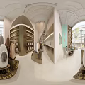 Cozy Mall Store Interior With Light Pink Walls Wooden Shelves And Product Displays