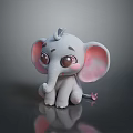 Adorable Gray Elephant Toy With Big Pink Ears Large Eyes And Cute Tail Decoration