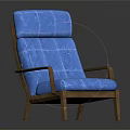 Modern Blue Lounge Chair with Wooden Frame Quilted Backrest and Seat Cushion