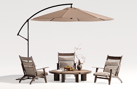 Modern Outdoor Table and Chair Recliner Outdoor Chair Rattan Chair Leisure Chair Rattan Coffee Table 3d model