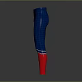 Blue Checkered Tight Fitting Leggings With Red Lower Legs And White Stripes