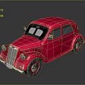 Red Vintage Classic Car With Shiny Retro Design And Old Model Features