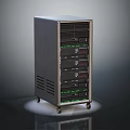 Computer Network Server Rack With Metal Frame Multiple Server Units Wheels And Equipment Storage