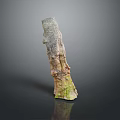 Natural Wood Stone Decorative Piece With Textured Surface And Green Moss Detail