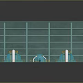 Industrial Equipment Setup With Blue Piping In Facility And Green Wall Structures