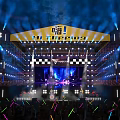 Vibrant Live Music Festival Stage With Bright Lights And Audience Light Sticks