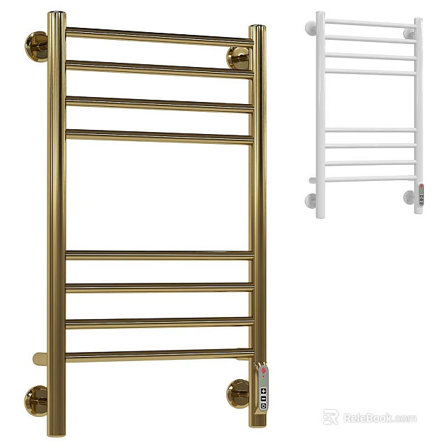 Modern Sturdy Golden And White Bathroom Rack With Wheels Floor Standing 3d model 