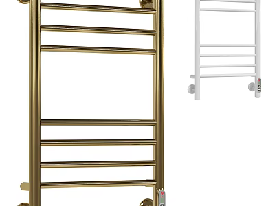 Modern Sturdy Golden And White Bathroom Rack With Wheels Floor Standing 3d model