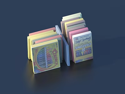 Colorful Sticky Notes Neatly Stacked With Various Colors And Creative Designs 3d model