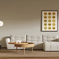 Modern corner sofa coffee table combination 3d model