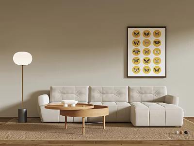 Modern corner sofa coffee table combination 3d model