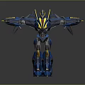 Blue And Yellow Sci Fi Mecha Robot Game Movie Character With Extended Wings